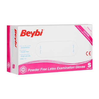 Beybi Eldiven Lateks Pudrasız Small 100'lü 10 lu kutu