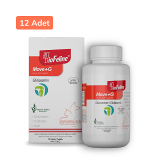 BioFeline Kedi ve Köpekler için Glukozamin Tablet (75 Tablet) 12 Adet