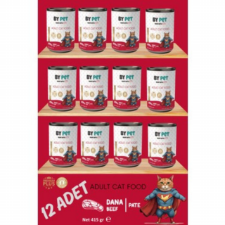 Bypet Yetişkin Kediler İçin Dana Etli Konserve Yaş Mama 415 gr x 12 Adet
