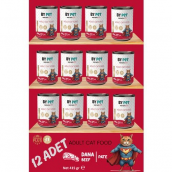 Bypet Yetişkin Kediler İçin Dana Etli Konserve Yaş Mama 415 gr x 12 Adet