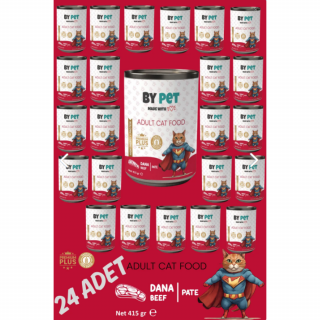 Bypet Yetişkin Kediler İçin Dana Etli Konserve Yaş Mama 415 gr x 24 Adet