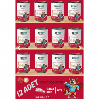 Bypet Yetişkin Köpekler İçin Dana Etli Konserve Yaş Mama 415 gr x 12 Adet