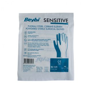 Beybi Steril Cerrahi Eldiven Pudralı Sensitive No:7  10 Adet