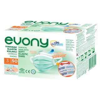 Evony Elastik Filtreli Maske 50'li