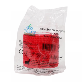 Tules Kendinden Yapışkanlı Bandaj 5cm x 4,5m Kırmızı
