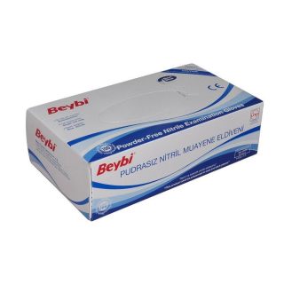 Beybi Nitril Mavi Pudrasız Eldive Small 100'lü