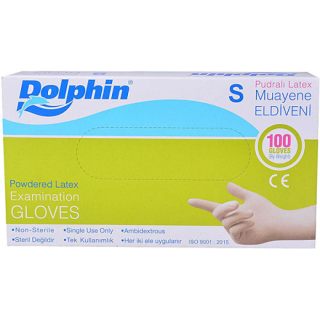 Dolphin Lateks Pudralı Muayene Eldiveni Small 100'lü 10 Kutu