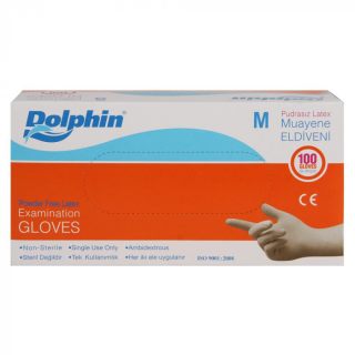 Dolphin Lateks Pudrasız Muayene Eldiveni Medium 100 Adet