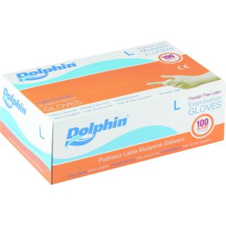 Dolphin Lateks Pudrasız Muayene Eldiveni Large 100'lü