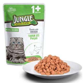Jungle Pelagos Kedi Maması Kısır Kedi Tavuk Parçalı Pouch 100 gr