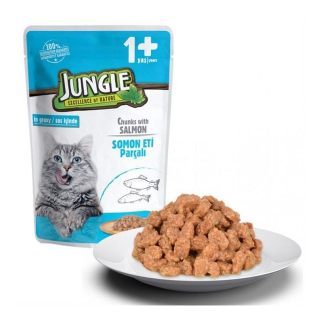 Jungle Pouch Somon Parçalı Yetişkin Kedi Maması 100 gr
