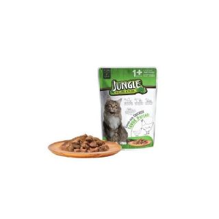 Jungle Pouch Tavuk Eti Parçalı Yetişkin Kedi Maması 100 gr