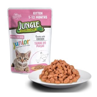 Jungle Pouch Tavuk Eti Parçalı Junior Kedi Maması 100 gr